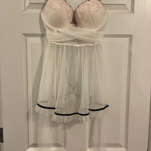 Victoria's Secret Sheer White and Black Chemise